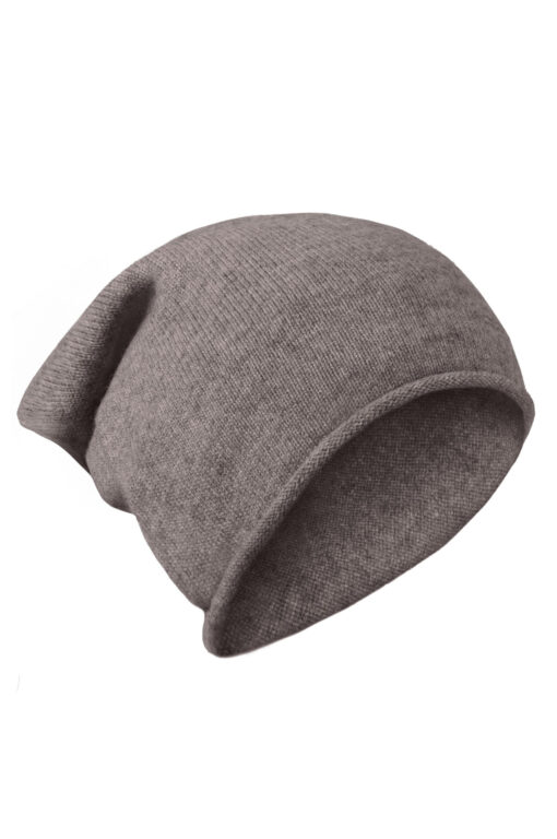 czapka z rolowanym brzegiem w kolorze ciemny taupe