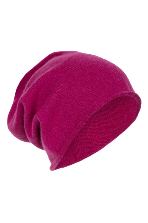 czapka z rolowanym brzegiem w kolorze amarant