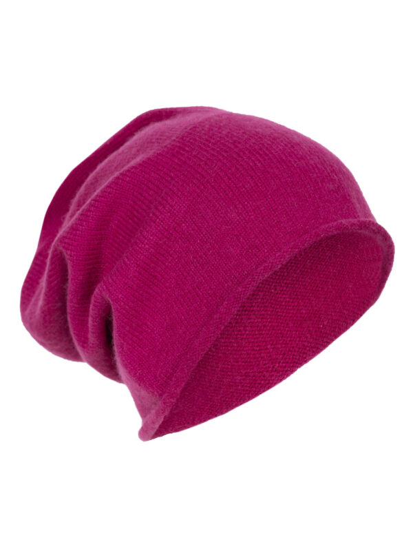 czapka z rolowanym brzegiem w kolorze amarant
