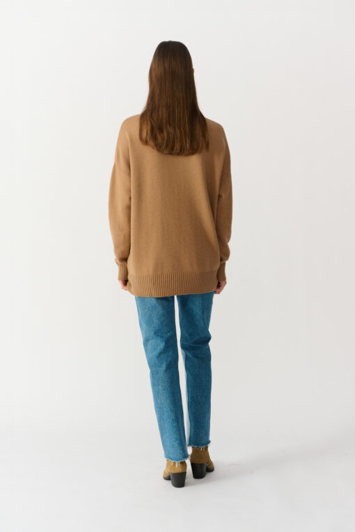 cashmere sweater with v-neck camel color