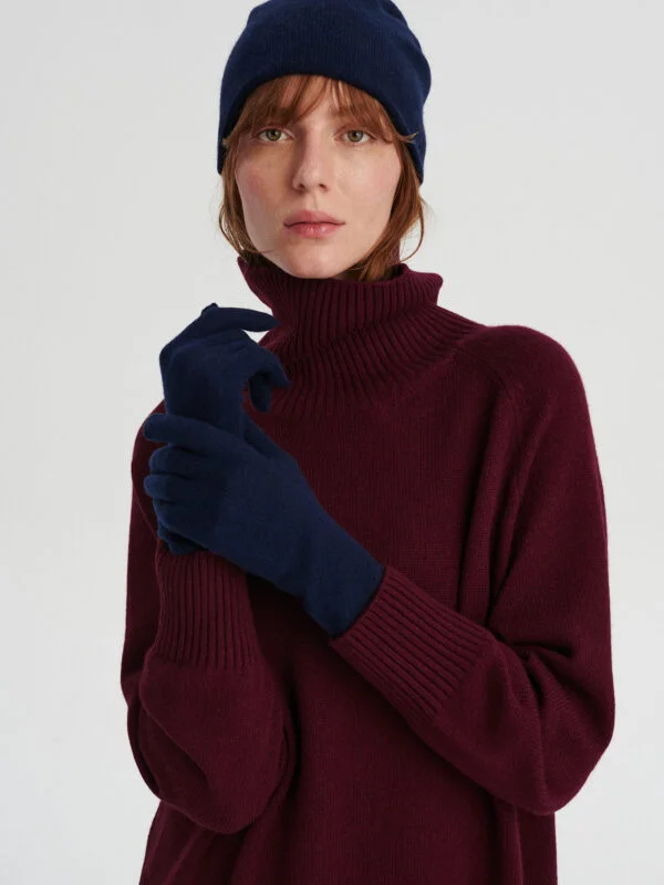 kaszmirowe rękawiczki w kolorze granatowym