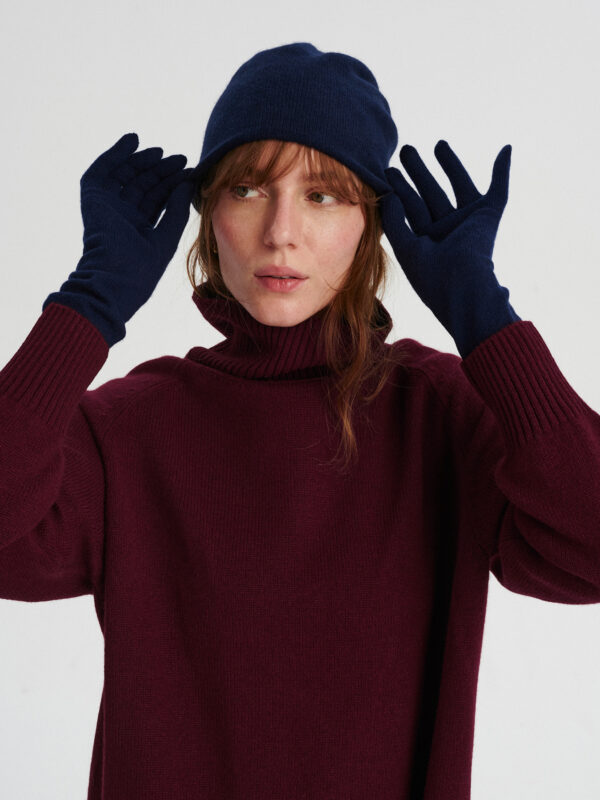 kaszmirowe rękawiczki w kolorze granatowym