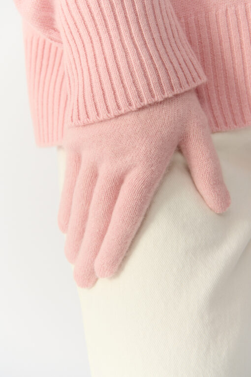 kaszmirowe rękawiczki w kolorze pudrowe różowym