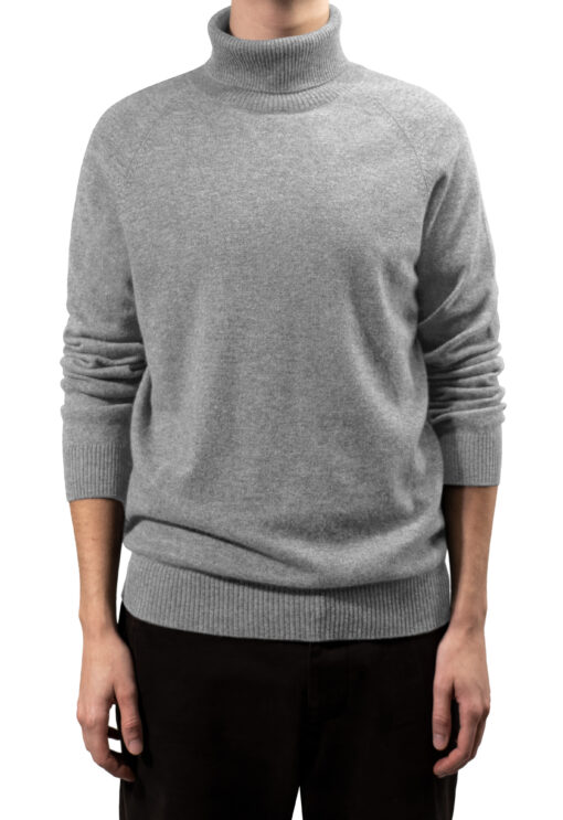cashmere unisex men's turtleneck in light grey