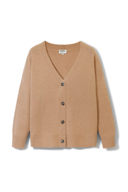 long sleeve cardigan in camel color