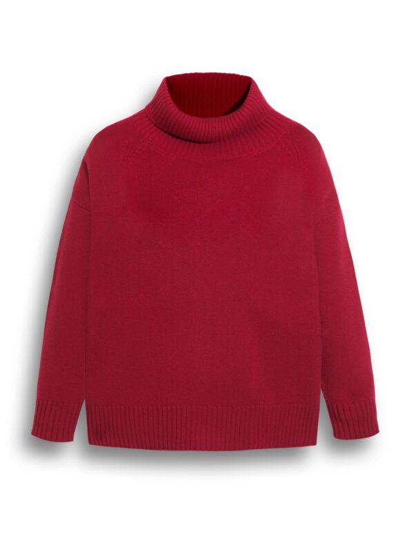 Kaszmirowy sweter z golfem rubin