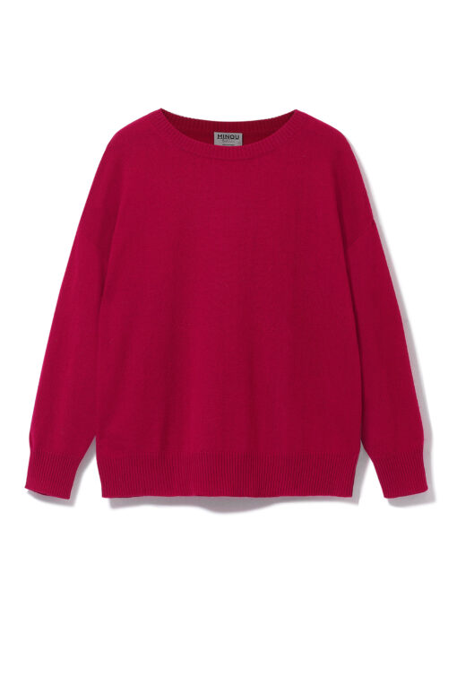 ashmere sweater with round neckline in ruby color
