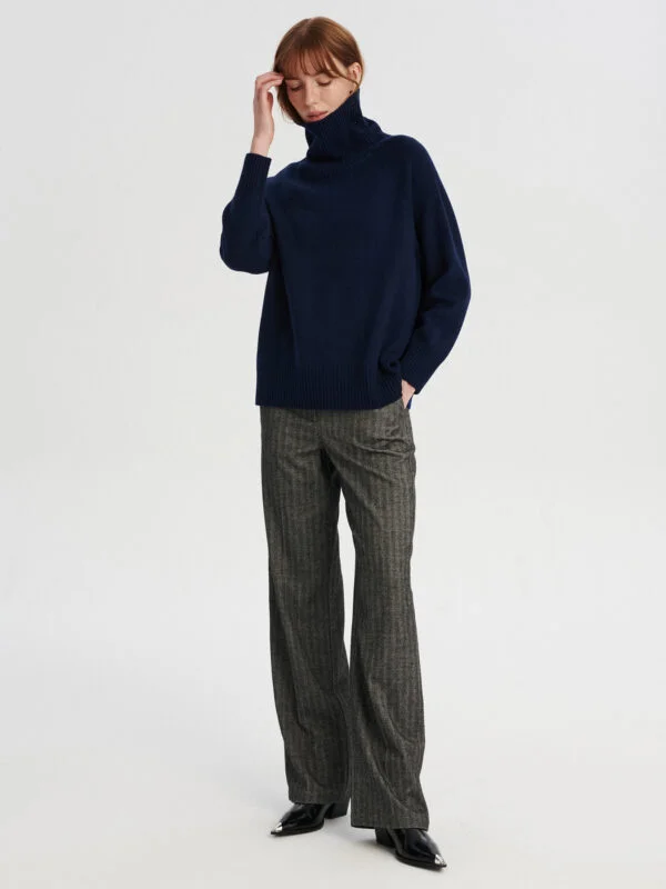 MINO kaszmirowy golf granat