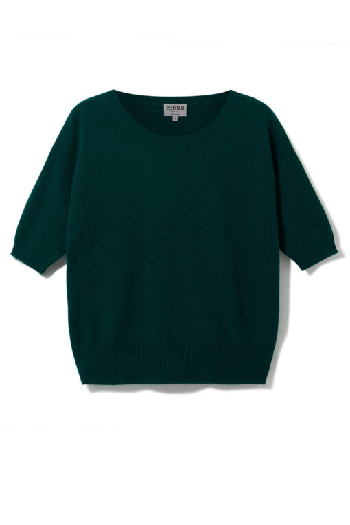 cashmere short sleeve sweater dark green