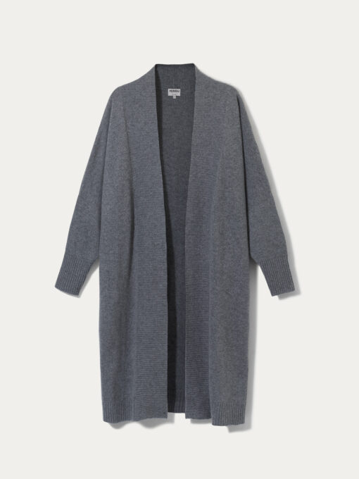 long cashmere cardigan in dark gray color