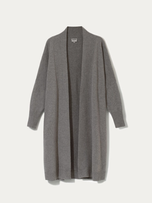 long cashmere cardigan in taupe color