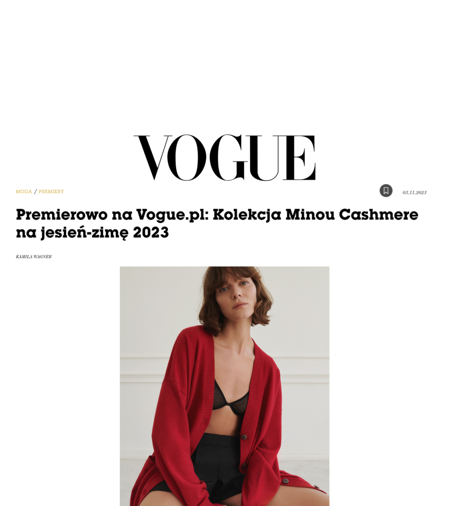 artykuł o MINOU Cashmere w Vogue.pl