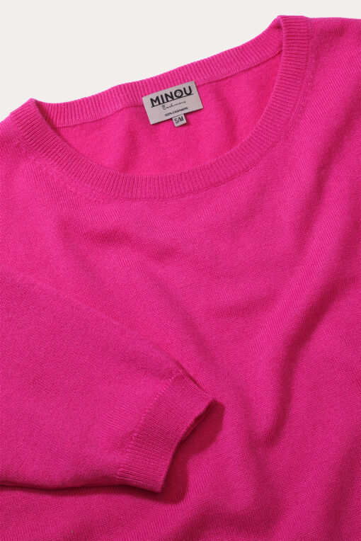 kaszmirowy sweter z krótkim rękawem w kolorze różowym