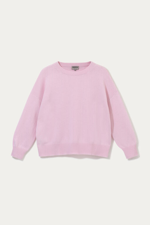 kaszmirowy sweter z okrągłym dekoltem w kolorze chłodnego różu