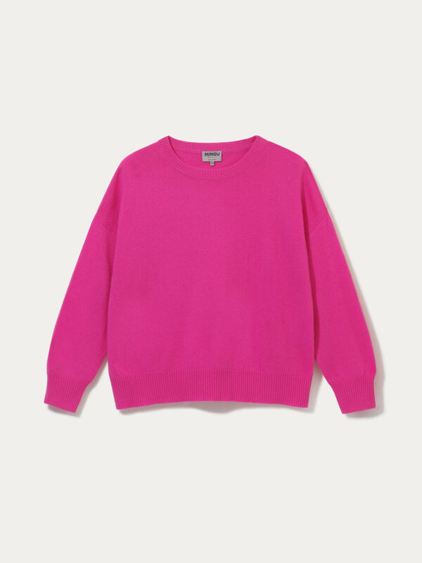 kaszmirowy sweter z okrągłym dekoltem w kolorze różowym