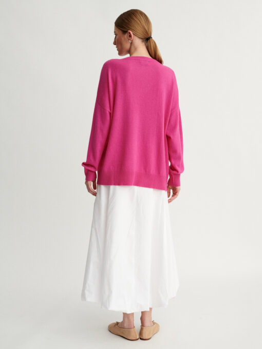 kaszmirowy sweter z okrągłym dekoltem w kolorze różowym