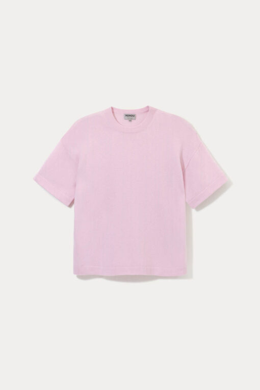 t-shirt z kaszmiru w kolorze chłodnego różu