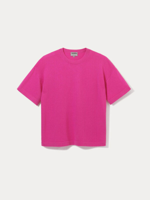 t-shirt z kaszmiru w kolorze różowym