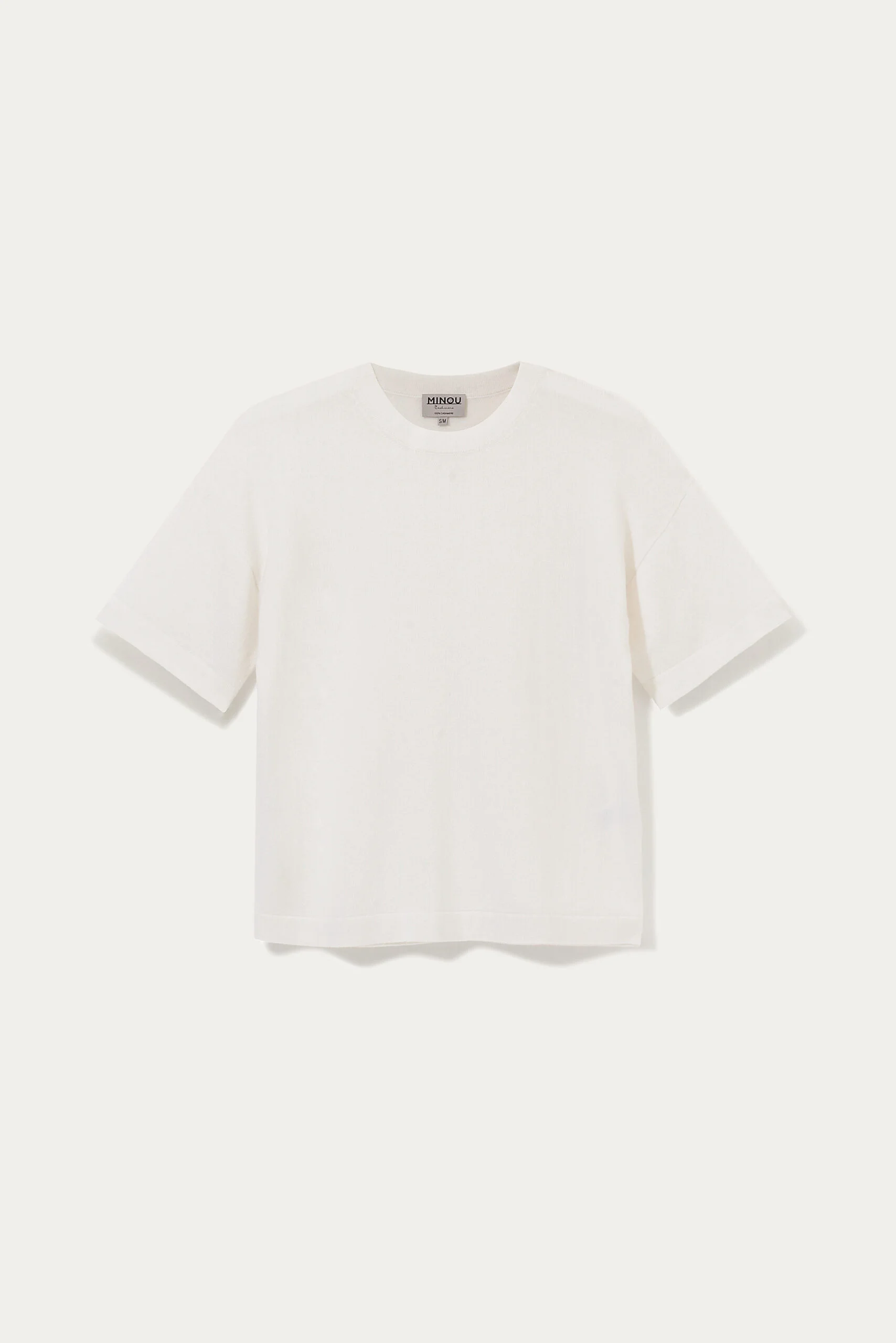kaszmirowy t-shirt w kolorze kremowym