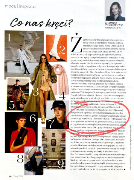 Tekst o MINOU Cashmere w czasopiśmie Twój Styl