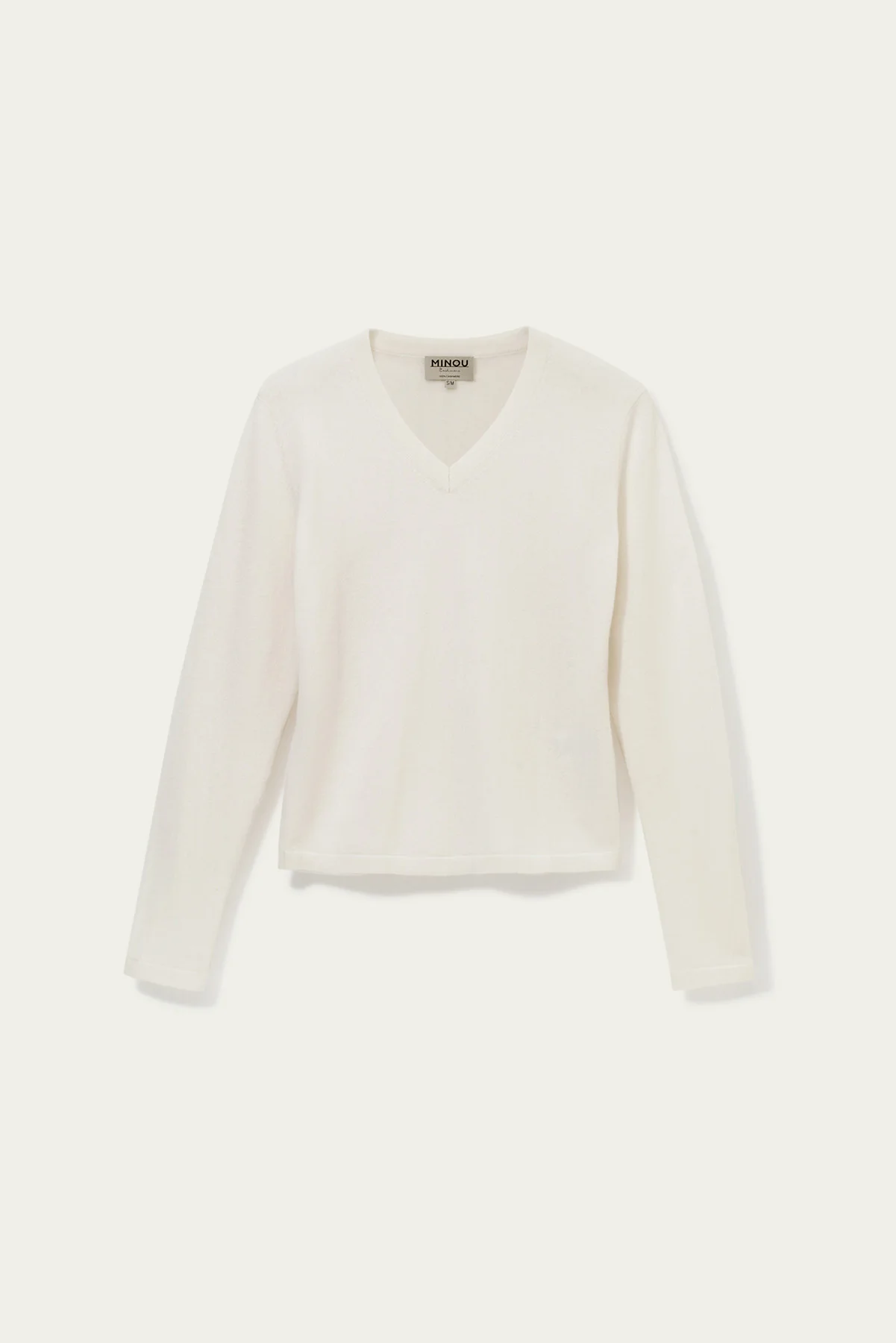 kaszmirowa bluzka z dekoltem w serek w kolorze kremowym