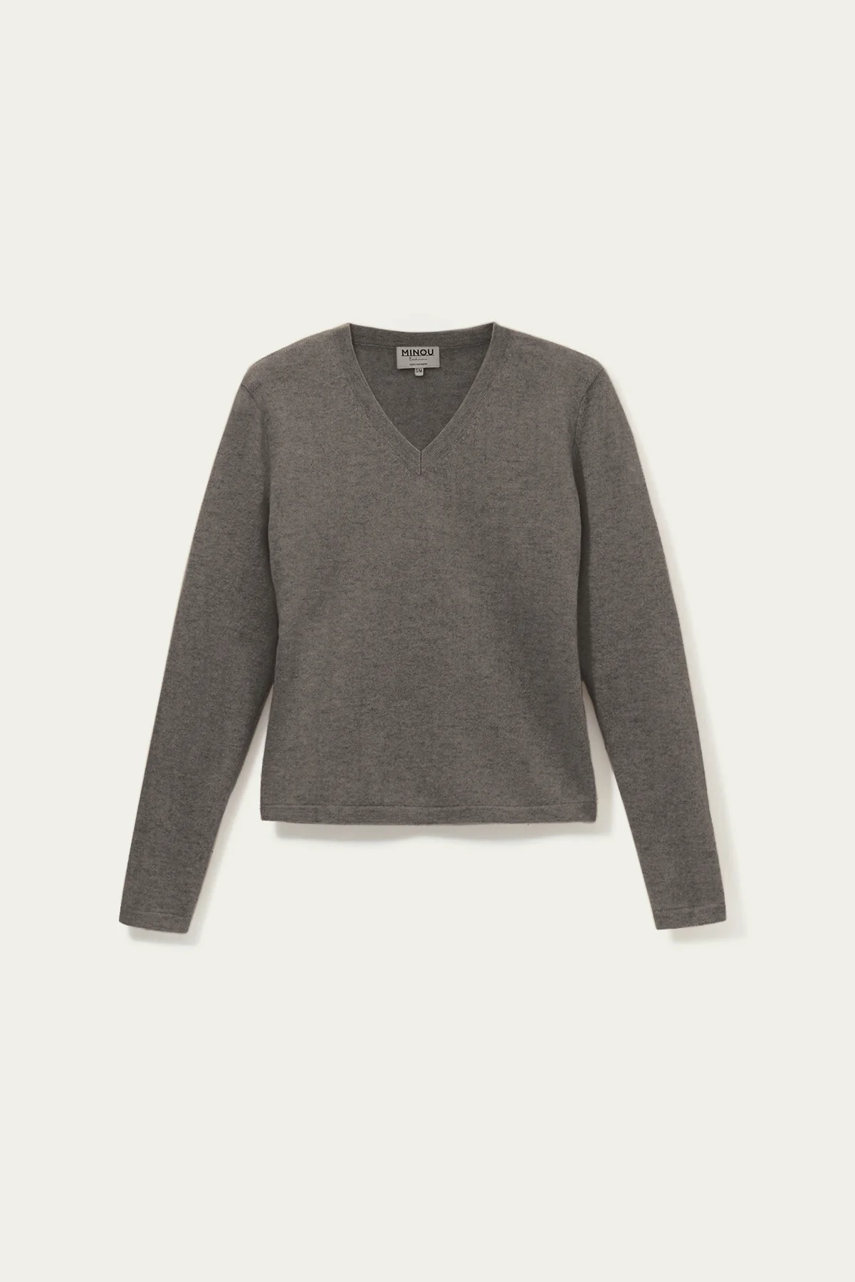 kaszmirowa bluzka z dekoltem w serek w kolorze taupe