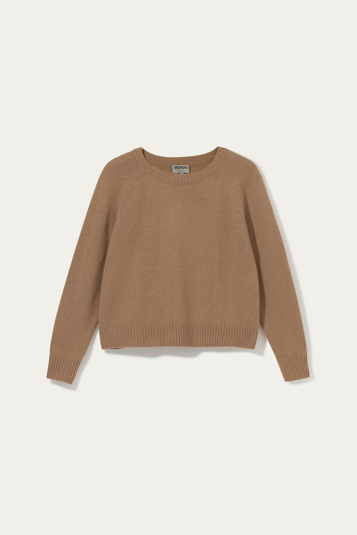 kaszmirowy krótki raglan w kolorze camel