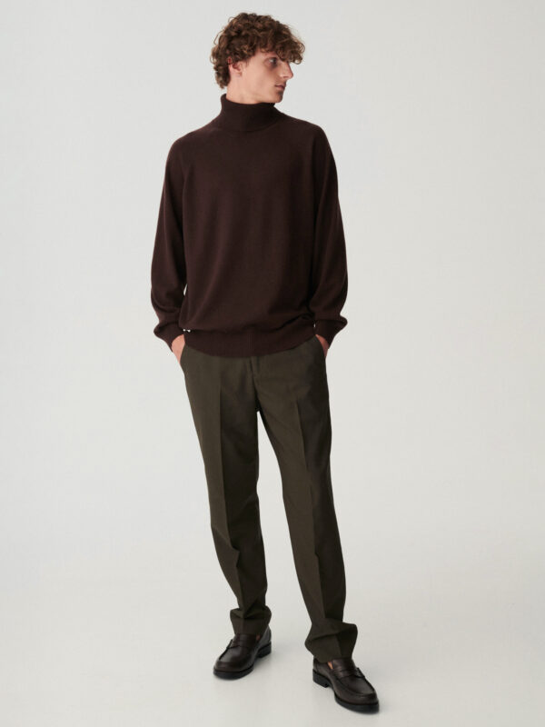 LUPO kaszmirowy sweter golf czekolada uniseks