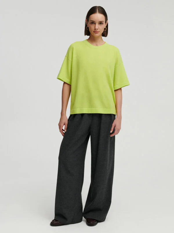 kaszmirowy t-shirt w kolorze limonkowym
