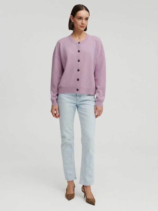 kaszmirowy krótki kardigan w kolorze lila
