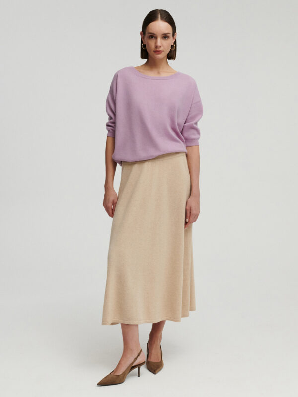 kaszmirowy sweter z krótkim rękawem w kolorze lila