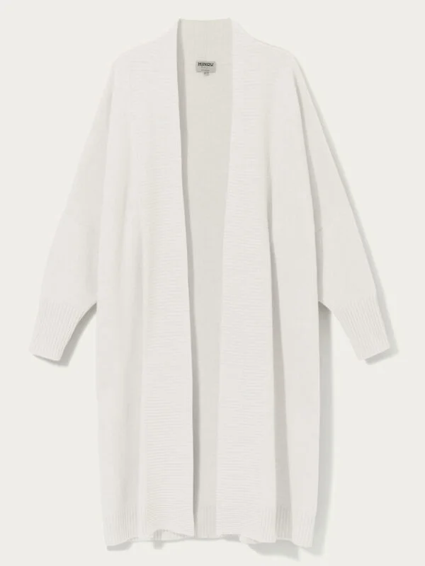 kaszmirowy długi kardigan z kieszeniami w kolorze kremowym