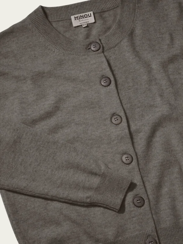 kaszmirowy krótki kardigan w kolorze taupe