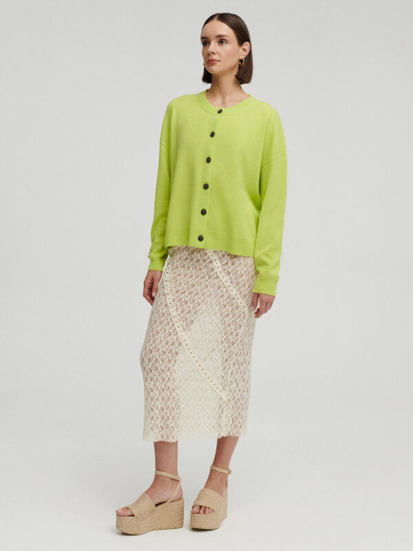 kaszmirowy krótki kardigan w kolorze limonki